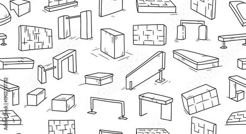 Athletes Navigating Unique Obstacles in a Creative Outdoor Environment