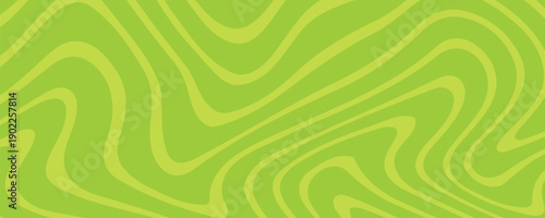 Abstract green background with hypnotic wavy lines pattern. Fresh and natural background