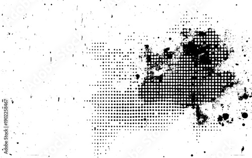 Dirty Grunge Halftone Dots Texture. Vintage Print Halftone Ink Background
