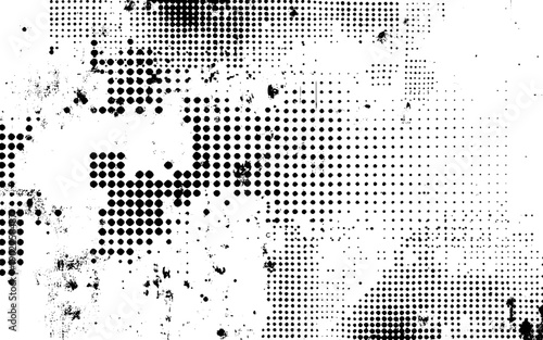 Monochrome Grunge Halftone Pattern. Dirty Grunge Halftone Dots Texture