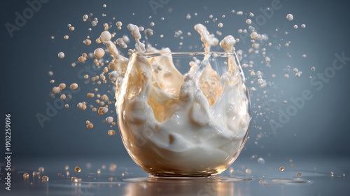 Splashing creamy delight kitchen counter food photography studio setting close-up culinary art