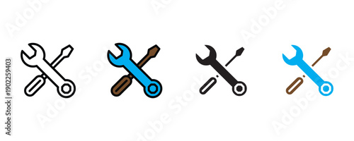 Crossed wrench and screwdriver icon vector. Repair service tools and technical maintenance equipment symbol. Vector illustration.