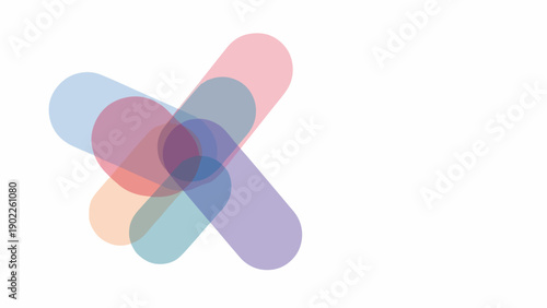 Colorful Overlapping Shapes on White Background.