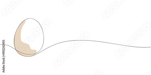 Single line drawing of an egg with a beige shadow, representing simplicity, Easter, or natural design concepts.