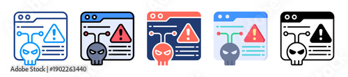 Malware Attack Icon Sheet Multiple Style Collection 