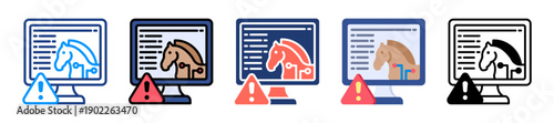 Trojan Virus Icon Sheet Multiple Style Collection 