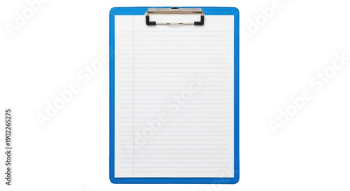 Cuadro en lienzo Blue clipboard with lined paper isolated PNG, office supply for writing notes an
