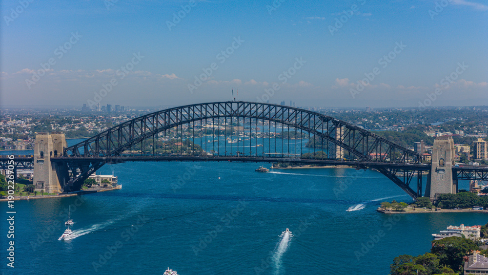 Fototapeta premium 5 February 2026 Aerial View of Sydney Harbour Circular Quay on a nice Summer day beautiful Sky in Sydney NSW Australia