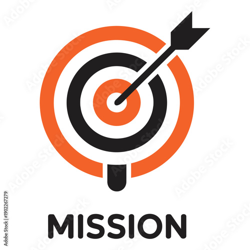 Mission target with arrow hitting bullseye logo symbol design element icon