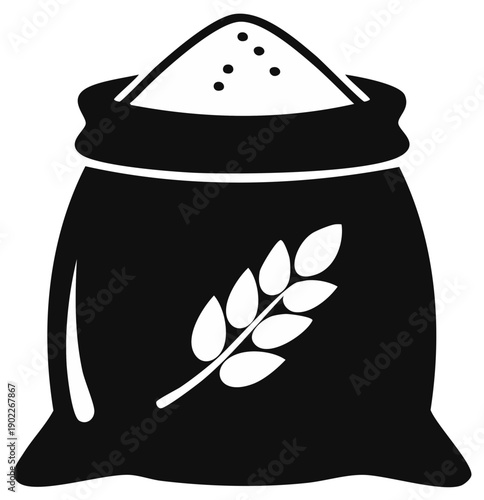 Sack of Flour Grain Harvest Simple Isolated Monochrome Graphic Icon Vector Illustration