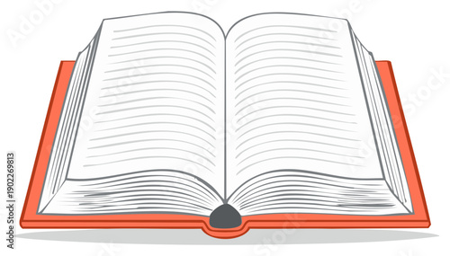 Open Book Illustration with Blank Pages for Writing or Reading, Education and Information