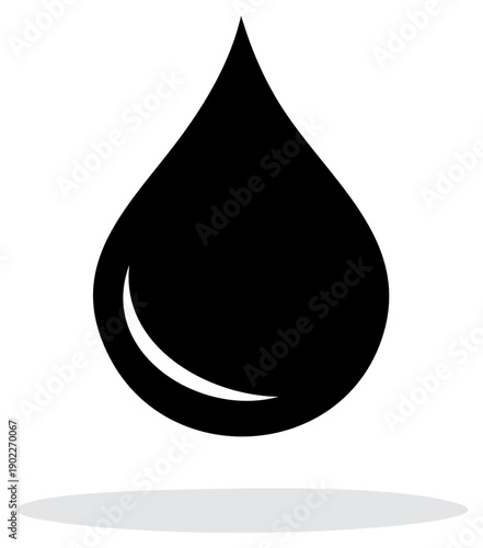 Illustration of a Single Black Drop with Reflection Vector Graphic
