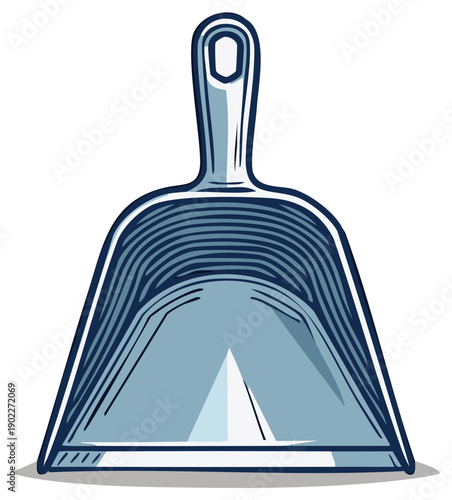 Metal Dustpan and Brush Graphic Illustration For Cleaning And Housekeeping