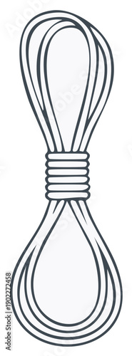 Clean Outline Illustration of a Bowed String Tied in the Middle