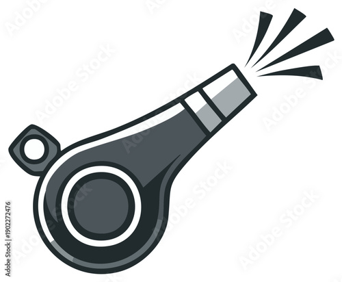 Cartoon whistle illustration with sound coming out
