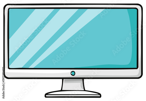 Cartoon style illustration of a computer monitor with a blue screen