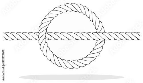 Detailed Close Up of a Nautical Knot Tied in a Thick Rope forming a Perfect Circle