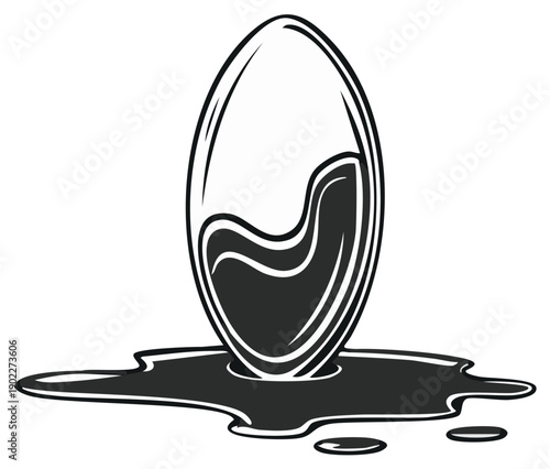 Abstract illustration of a broken egg and spilled liquid