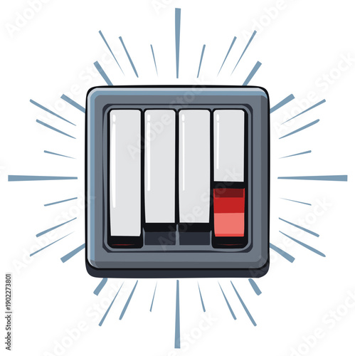 Modern Electrical Switch With Four Levers Showing Power Indicator Status