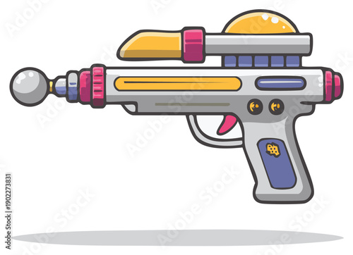 Retro Futuristic Ray Gun Toy Sci-Fi Weapon with Colorful Accents