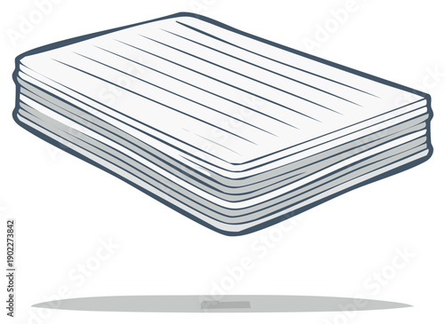 Clean mattress icon with soft lines and a minimalist shadow outline, isolated graphic