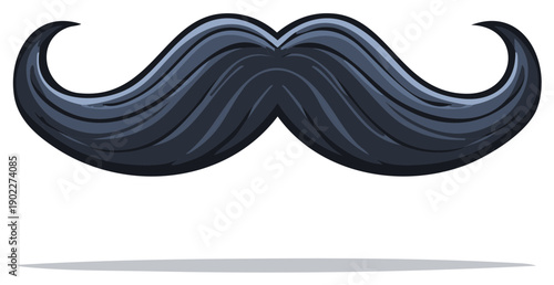 Stylized Dark Moustache with Curved Ends