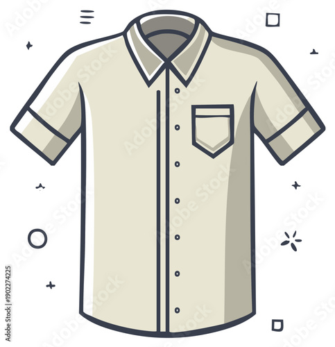 Casual short sleeved button down shirt vector graphic icon apparel clothing