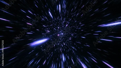 A dark night sky with streaks of purple light emanating outward