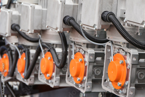 Detail of electric engine. Part of electrical agricultural machine