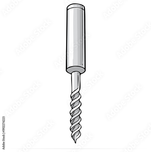 Illustration of a Cylindrical Rotary Burr Tool with Twisted Flutes