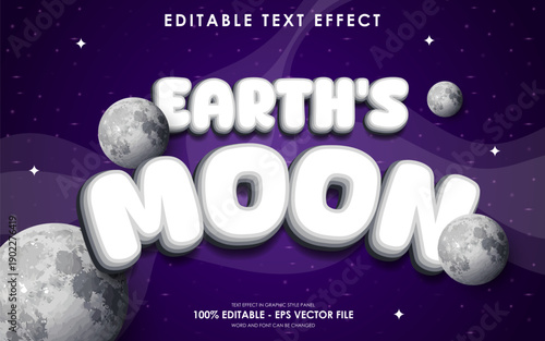Earths Moon Editable Text Effect with Realistic Moon Illustrations in a Space Background.