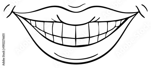 Cartoon happy smile with white teeth and smiling lips