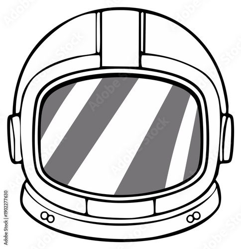 Astronaut helmet with reflective visor line drawing
