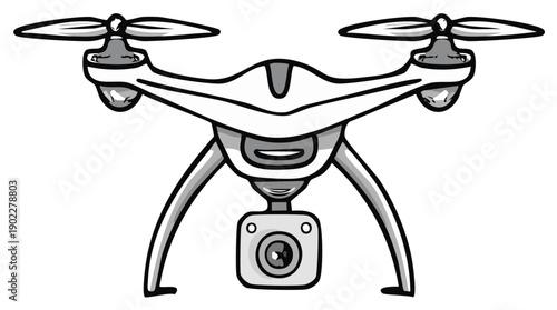 Illustration of a Drone with Camera Equipment used for Aerial Photography and Videography Tasks