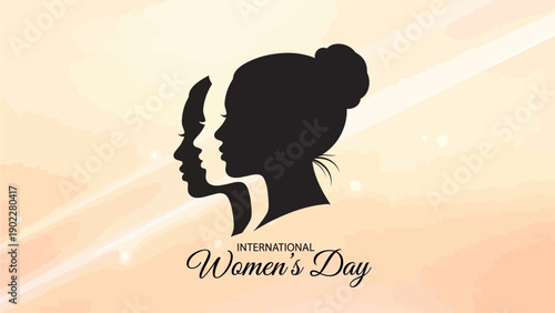 Woman's head set silhouette, women's day design concept