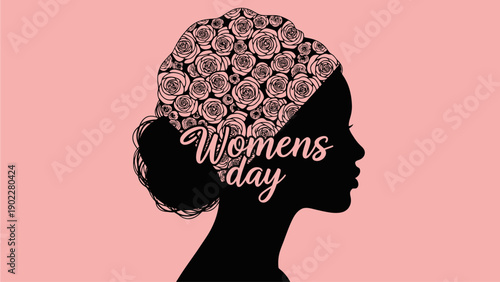 Woman's head set silhouette, women's day design concept