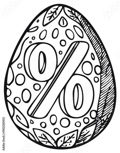 Decorative Easter egg illustration featuring a percentage sign for discount or special offer