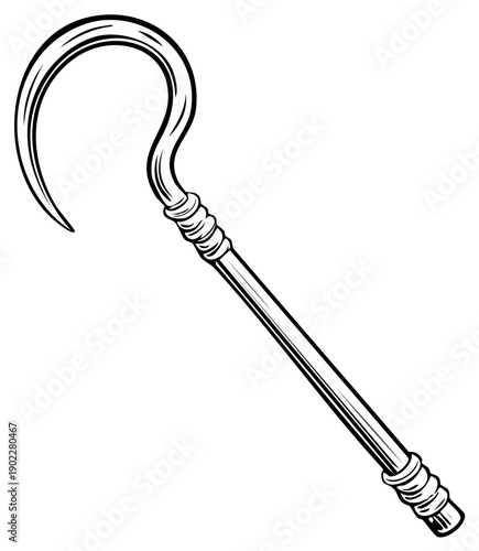 Illustration of a stylized crook on a white background, isolated and detailed