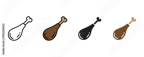 Fried chicken leg icon vector. Crispy drumstick poultry and fast food snack symbol. Vector illustration.