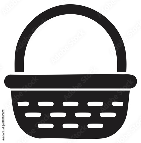 Empty wicker picnic basket simple black flat design vector icon symbol