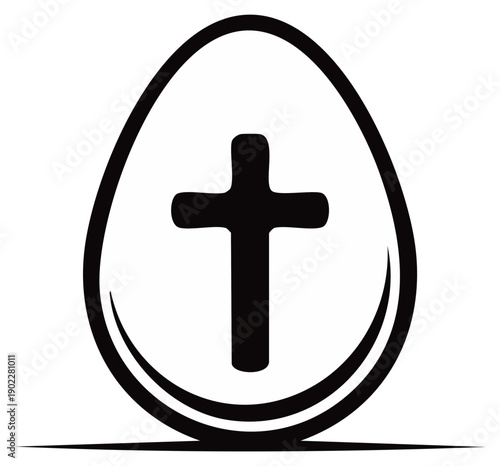 Easter Egg with Christian Cross Symbol Illustration