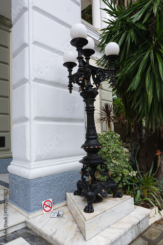 Vintage lamp in Achilleion palace in Corfu Island, Greece, built by Empress of Austria Elisabeth of Bavaria, also known as Sisi.