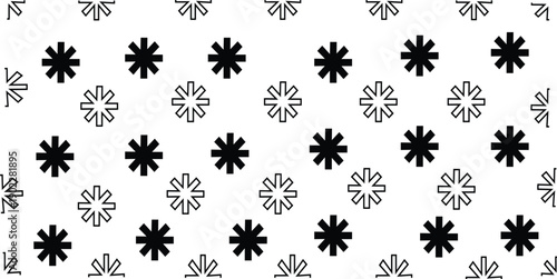 Asterisk seamless pattern on white background. Black on white. Simple texture. Sketchy style. For fabrics, wrapping paper, wallpaper. vector illustration