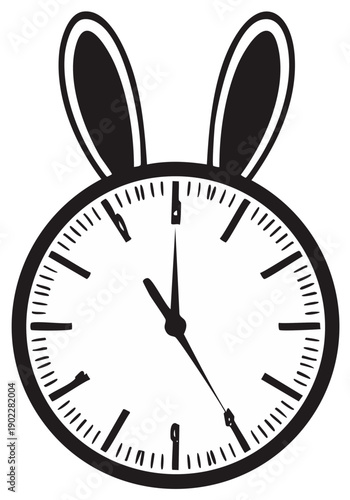 Clock face with bunny ears illustrating the concept of time going fast and deadline approaching