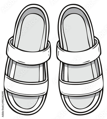 Modern casual gray sandals vector illustration for comfortable summer footwear