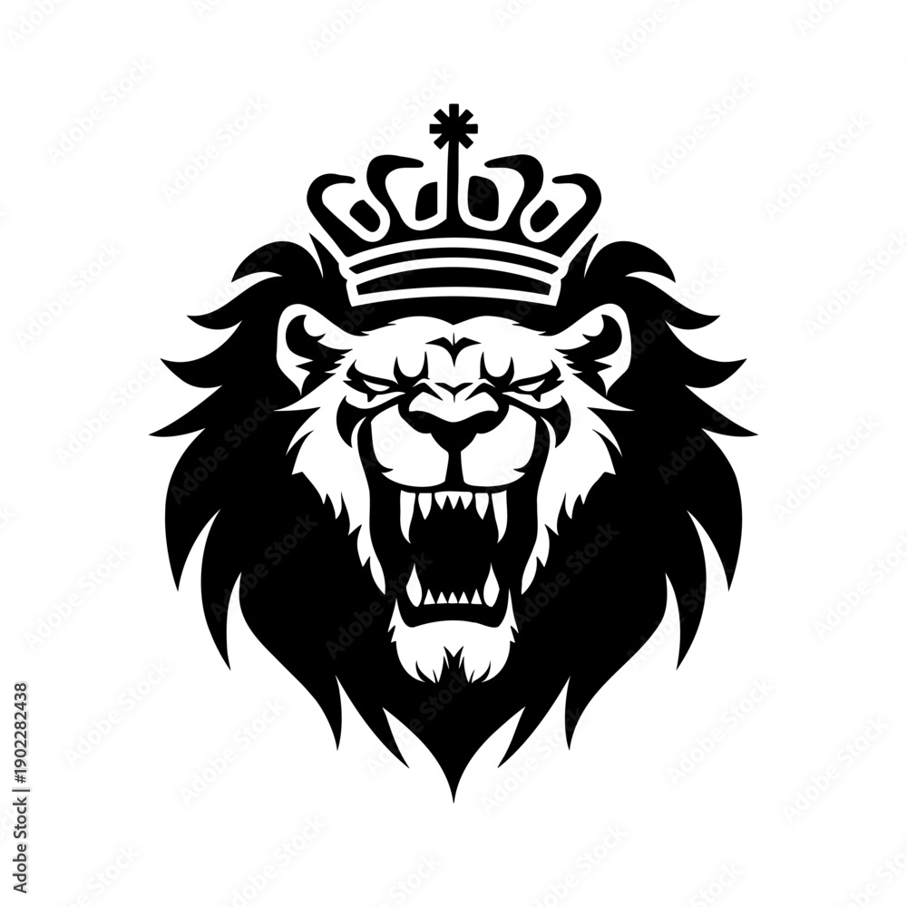 Fototapeta premium Roaring Lion King Head Illustration