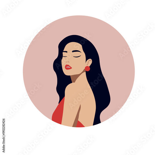 womans logo with long hair
