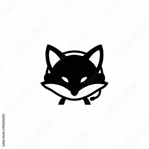 Stylized Black Fox Head Logo Design.