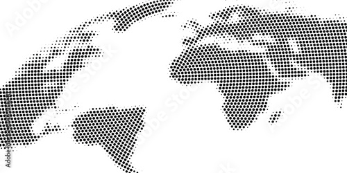 Gray blank vector map of the world in Half tone style isolated on white background. Flat Earth, Globe worldmap Design Template