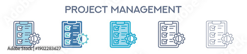 Project Management Icon Set - Workflow Planning And Task Control Line Vector Illustration 